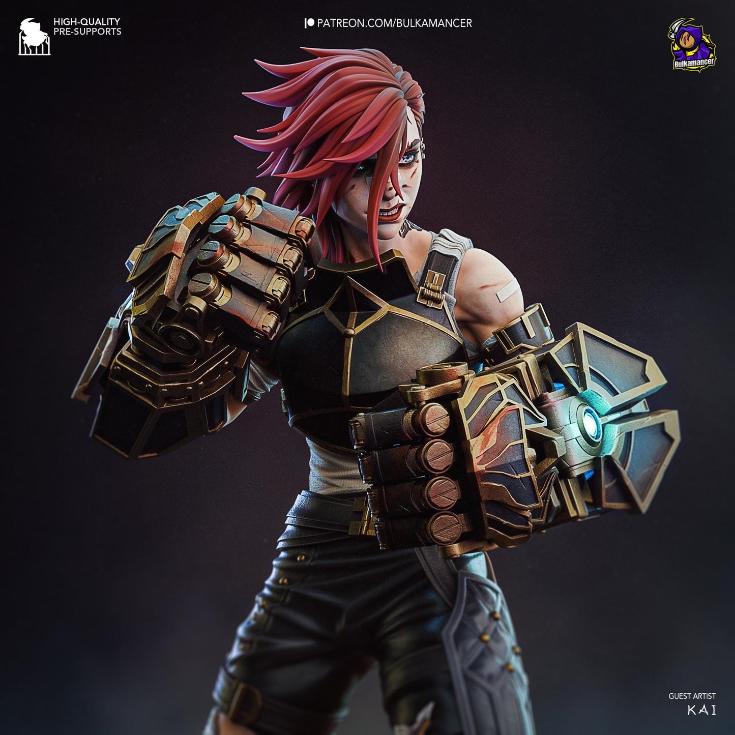 a female character with red hair and armor