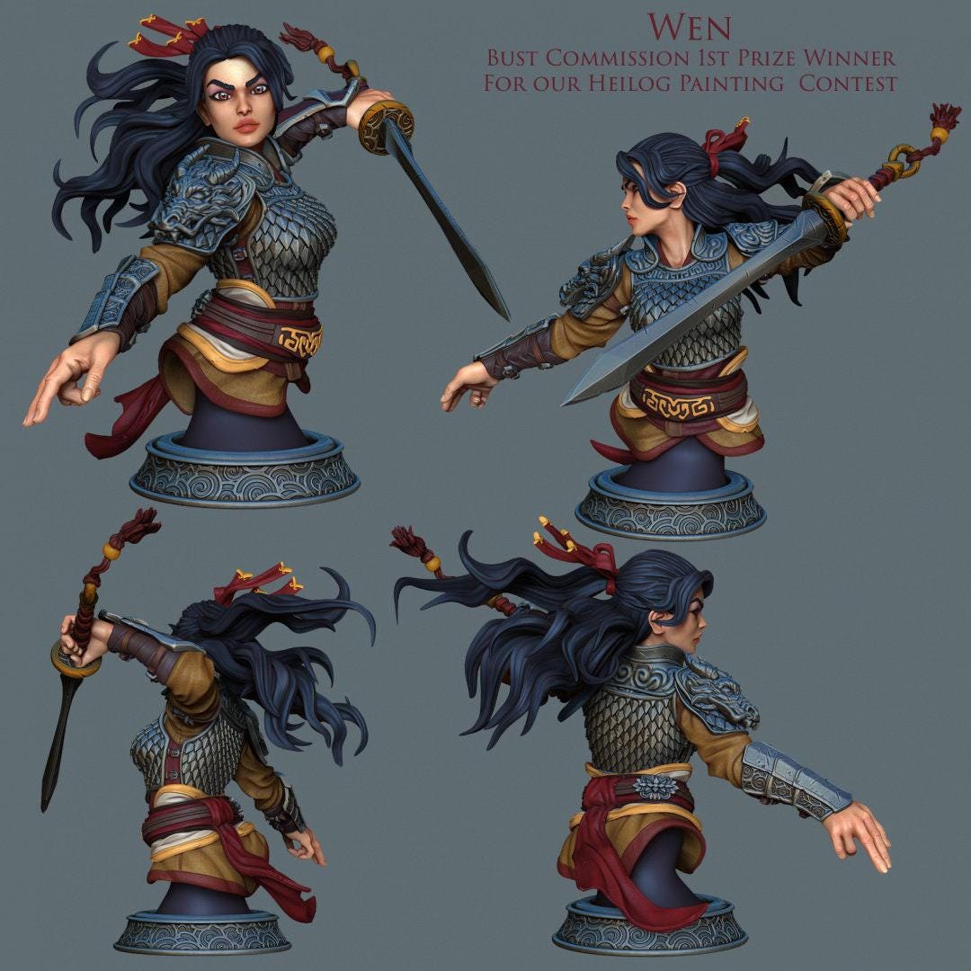 Wen the Warrior 10 cm Collectible Miniature, Tabletop miniatures, Collectible figurines, Pathfinder, Dnd, dungeons and dragons
