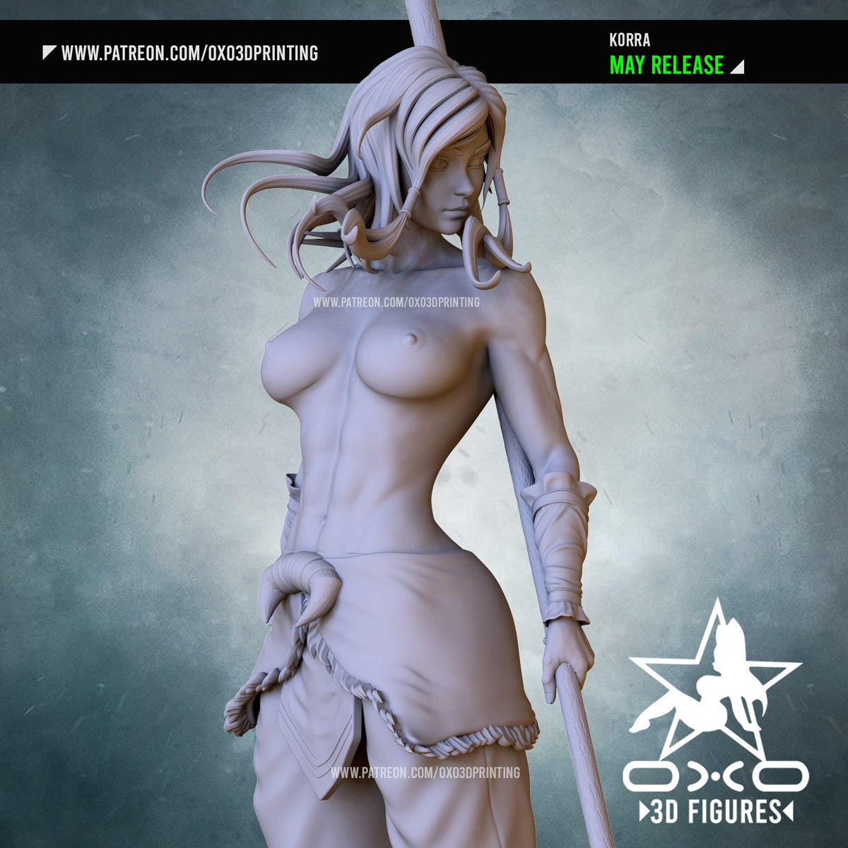 Korra NSFW 3D Printed Statue – Mature Avatar Bender Warrior Resin Collectible, Made to Order for Adult Collectors & Fans