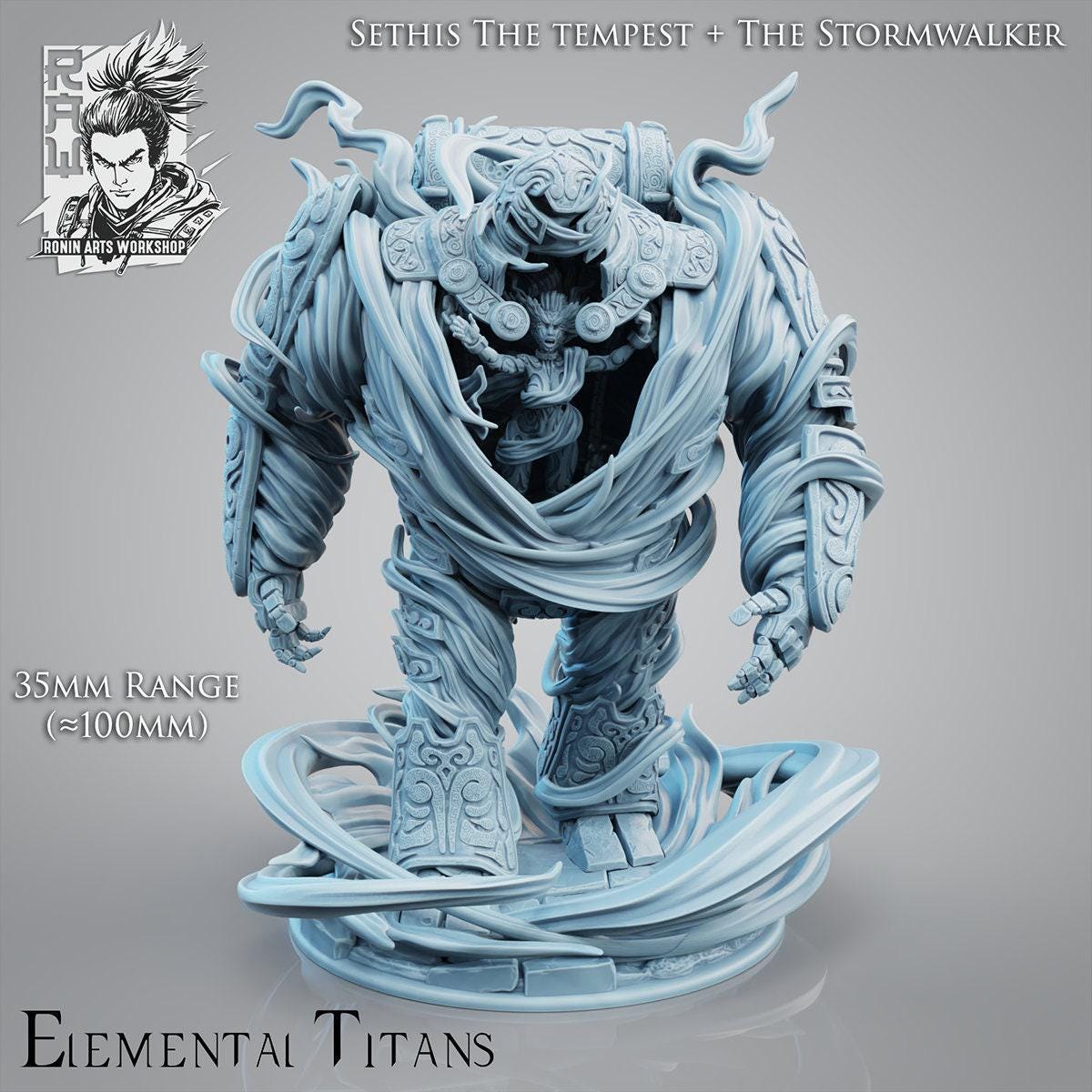 Elemental Golems Warband: 3D-Printed Miniatures for DnD (35mm scale) 100 mm in heigh, large monster