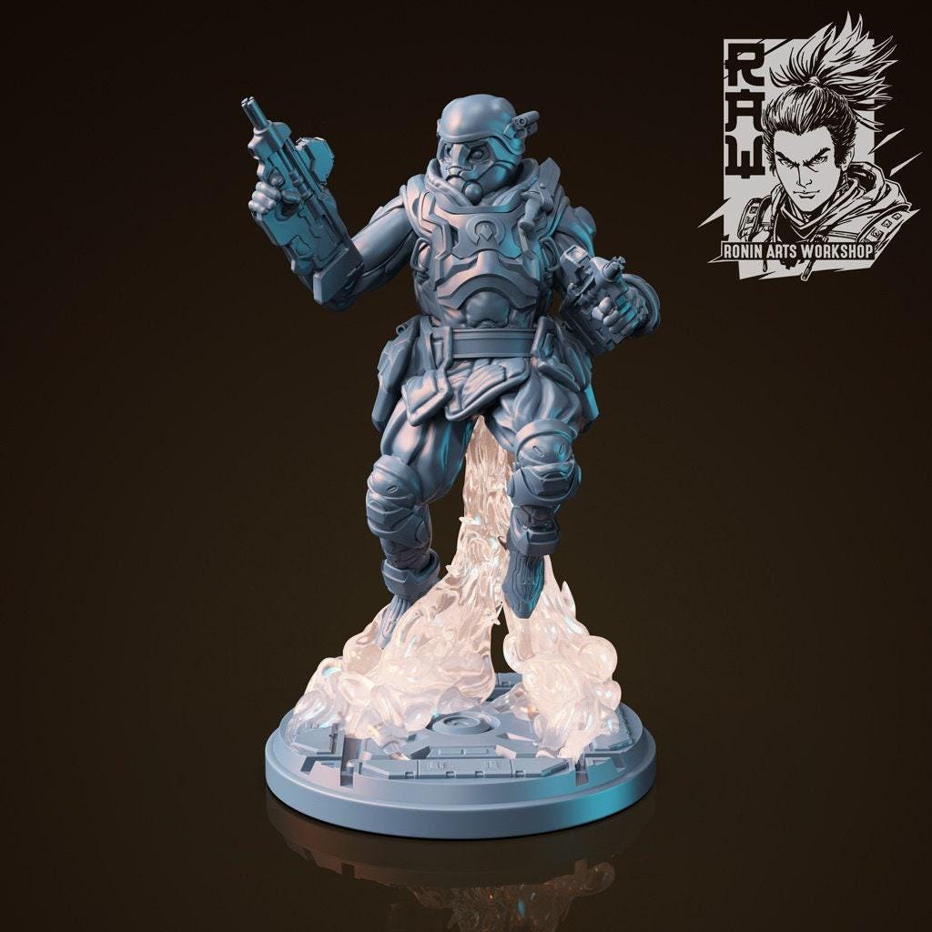 Trooper 3D Print miniature, cyberpunk model, 3d print soldier