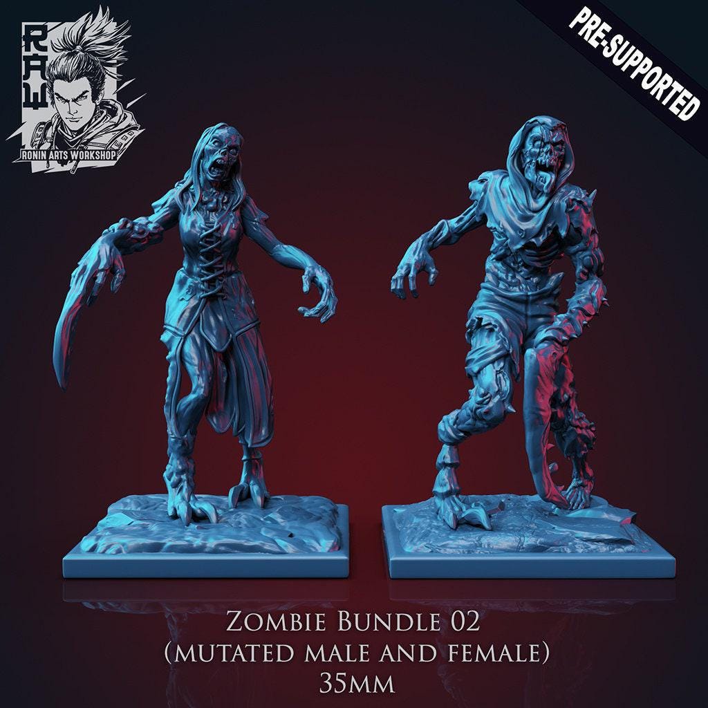 Zombie 35mm Scale Unpainted Miniature | Detailed Resin Model for Tabletop RPG & Wargaming