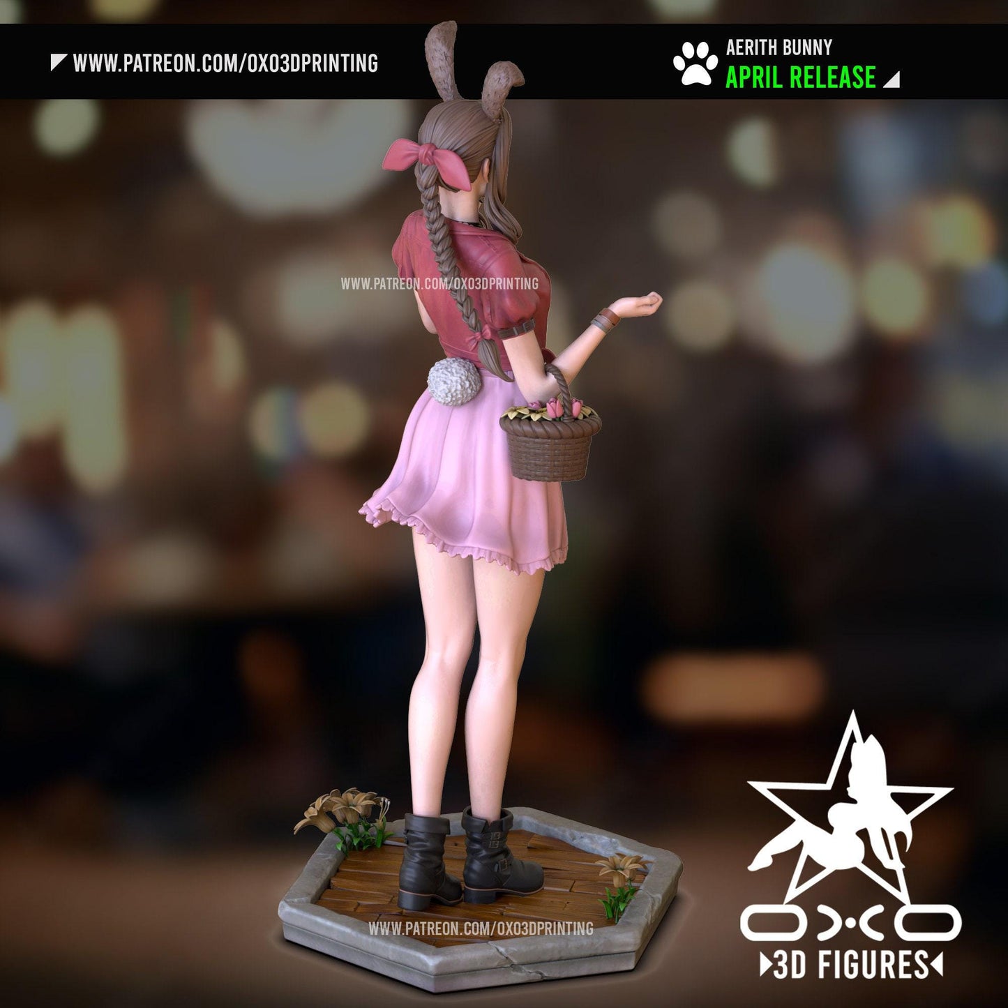 Aerith Bunny 3D Printed Resin Statue: NSFW Final Fantasy VII Figure, Exquisite Detail, Collectible Model for Adult Fans