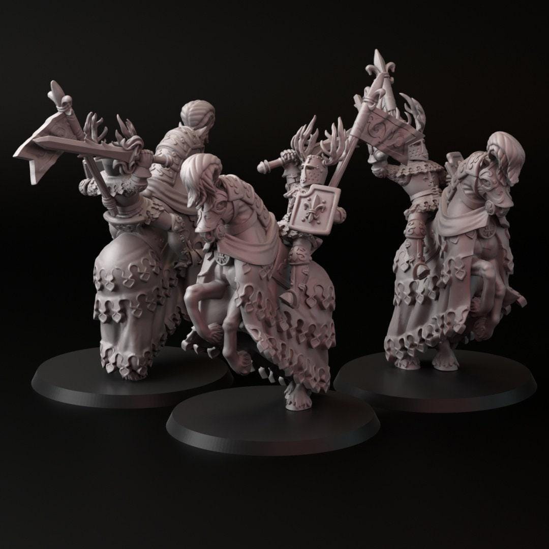 Green Knights 3D Print Collectible Resin Miniature dnd Pathfinder ttrpg wargames d20 rpg 28mm 32mm 35mm 40mm 54mm 75mm dungeons and dragons