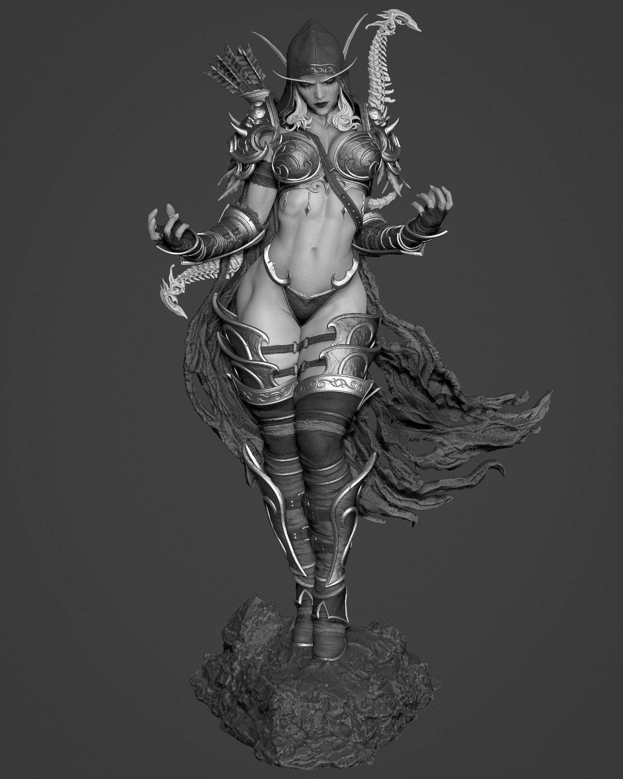 Command the Undead: Sylvanas Windrunner WoW 3D Printed Statue – Optional NSFW Variant for Adult Collector