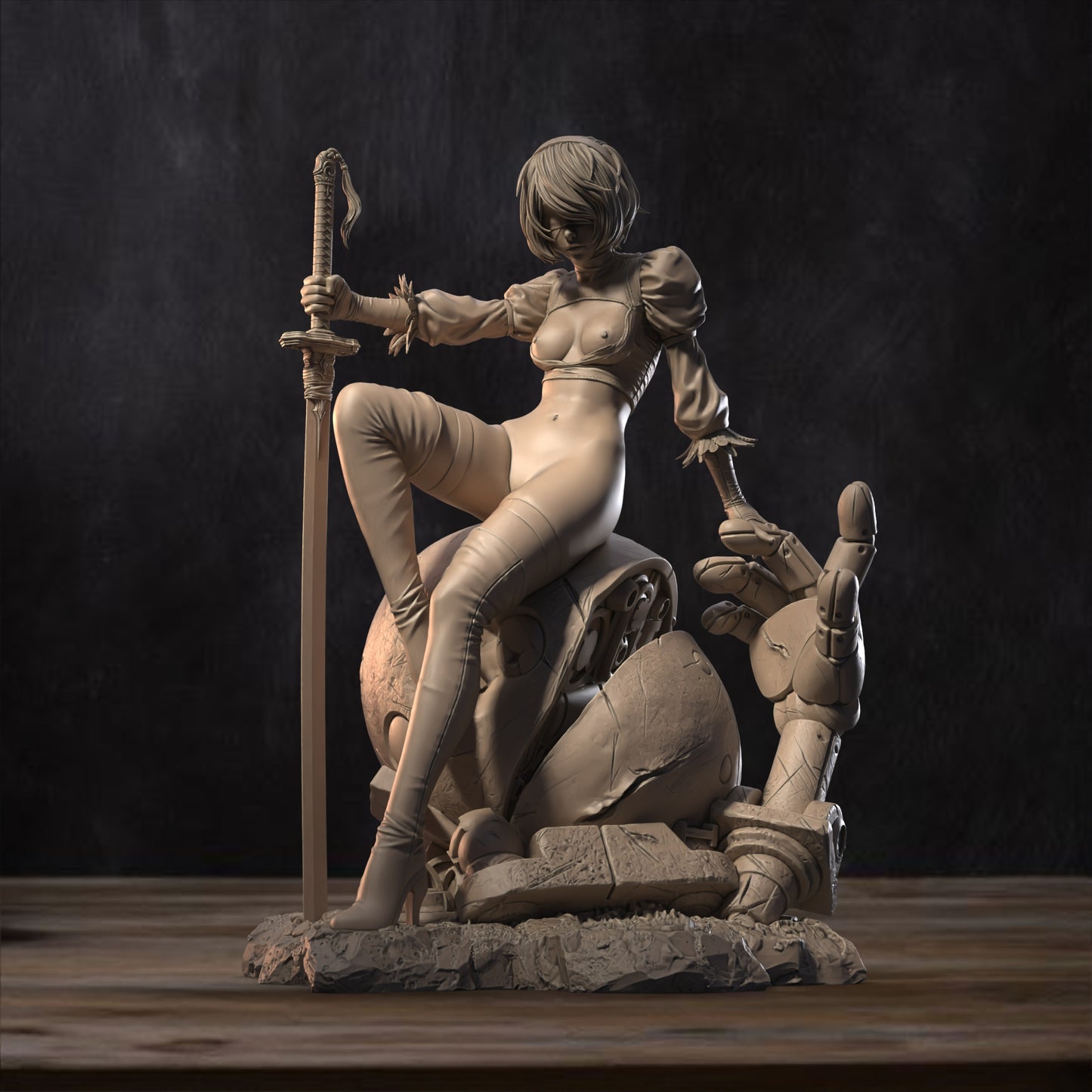 Immerse in Nier Automata: 2B Collectible Statue - Hand Painted or Unpainted Resin Kit with Optional NSFW