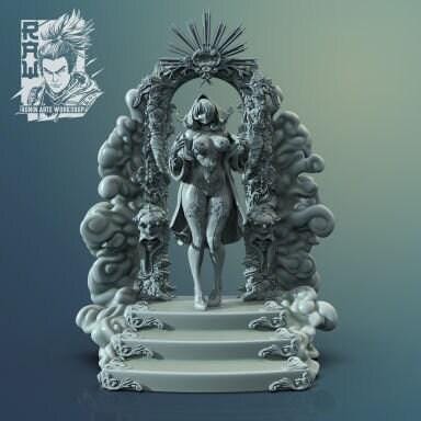 Pinup Lucia NSFW 3D Printed Statue – Mature Framed Beast-Girl Resin Collectible, Made to Order for Adult Collectors