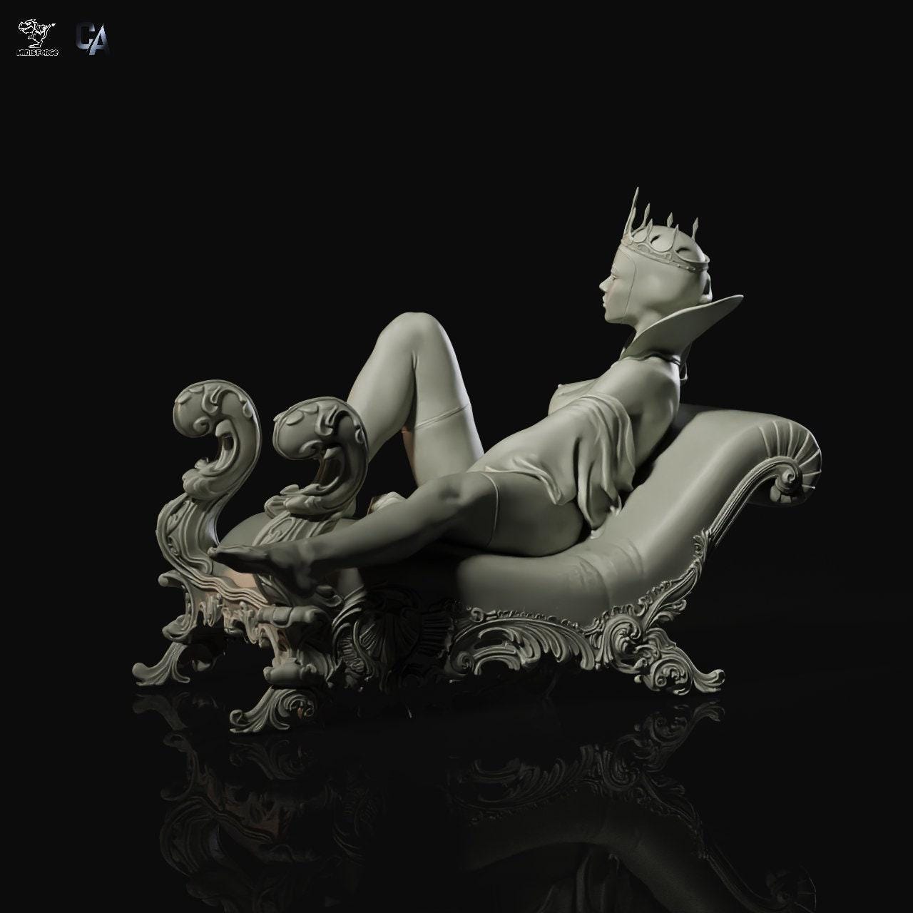 Immerse in Darkness: Evil Queen 3D Printed Statue – A Must-Have Collectible Figure for Adult Fans (NSFW)