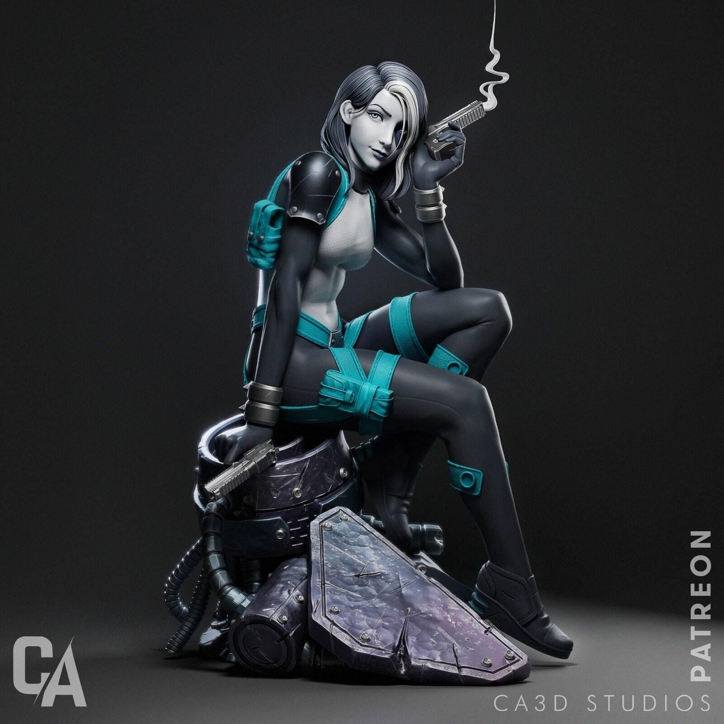 Domino Hero 3D Printed Statue: Dynamic Comic Book Collectible
