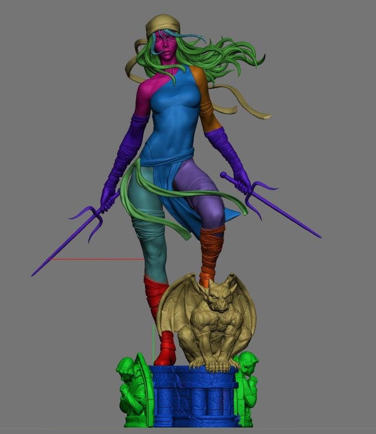 Exclusive Marvel Elektra 3D Printed Statue: Detailed NSFW Fan Art Collectible - Assassin Anti-Heroine