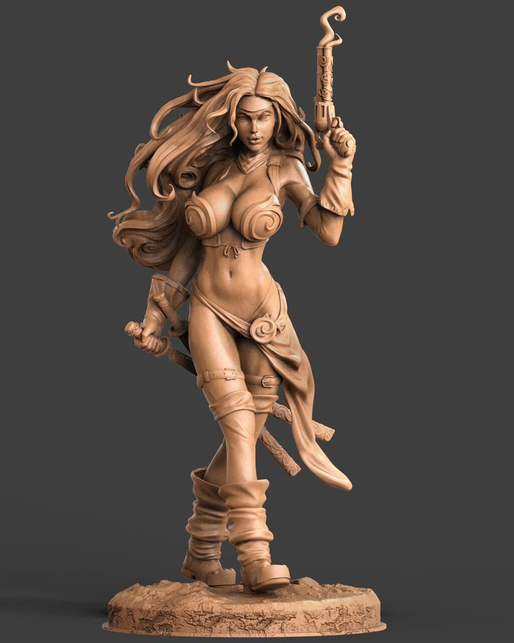 Red Monika NSFW 3D Printed Figure | Battle Chasers Comic Statue for Adult Collectors | Unpainted Resin Garage Kit