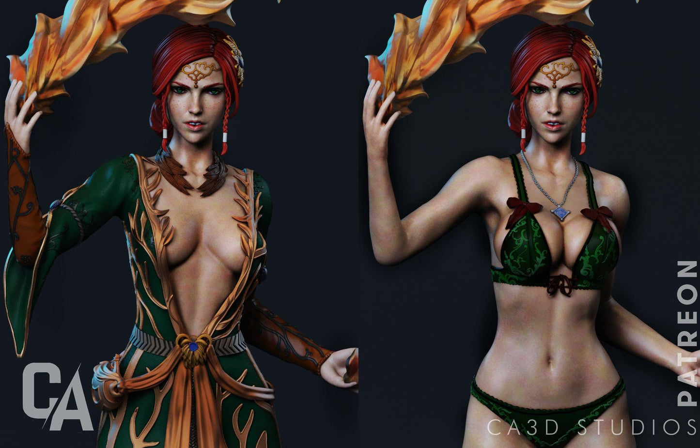 Triss 3D Print Collectible Miniature Statue Figure NSFW Pin Up Painted Witcher Fanart