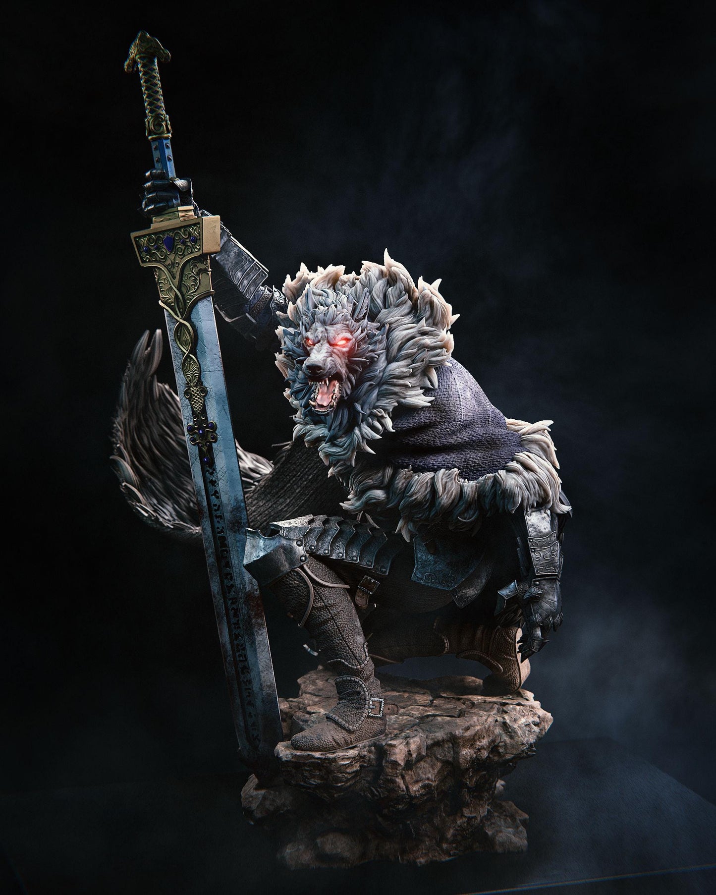 Blaidd Collectible Statue Hand-Painted 3D Resin Figure - Ready-to-Display Wolf Knight, Elden Ring Memorabilia, Shadow of the Erdtree Art