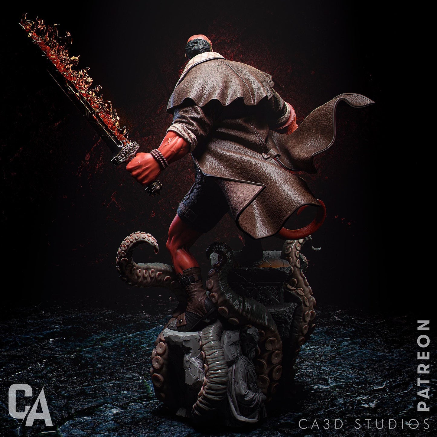 Hellboy Hand-Painted 3D Printed Statue - Iconic Dark Horse Comics Collectible Figure