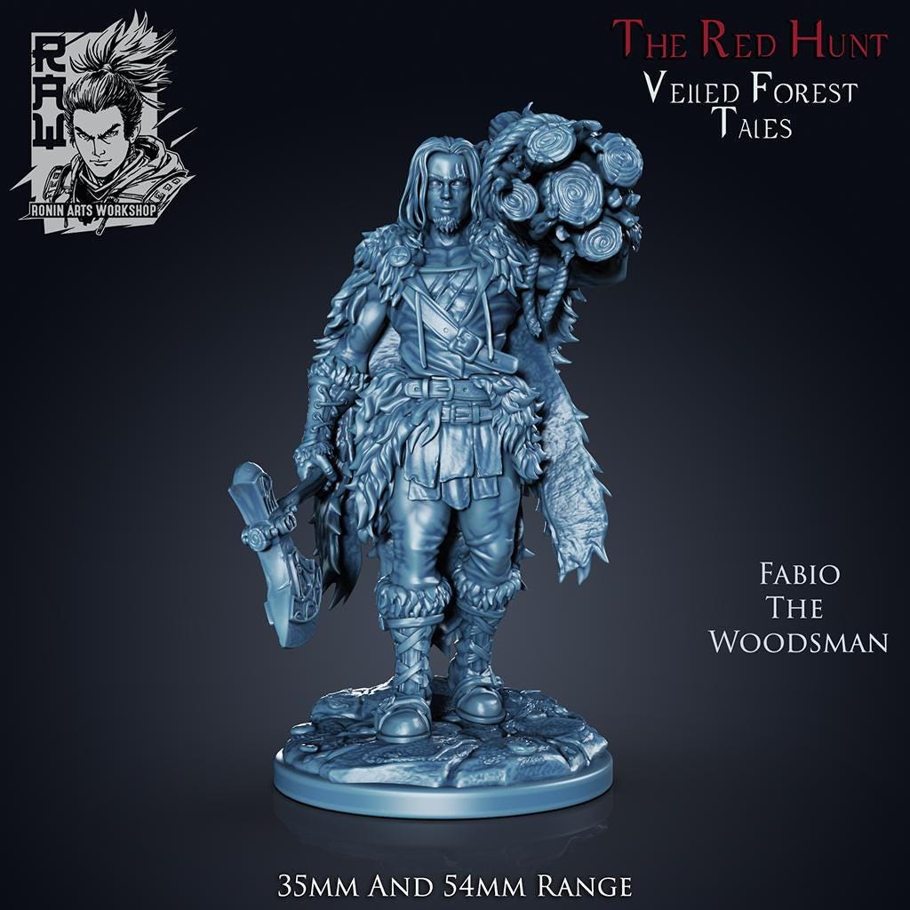3D Printed Druid Beastman Miniature Red Hunt Werwolves DnD & Pathfinder Collectible Tabletop RPG Decor