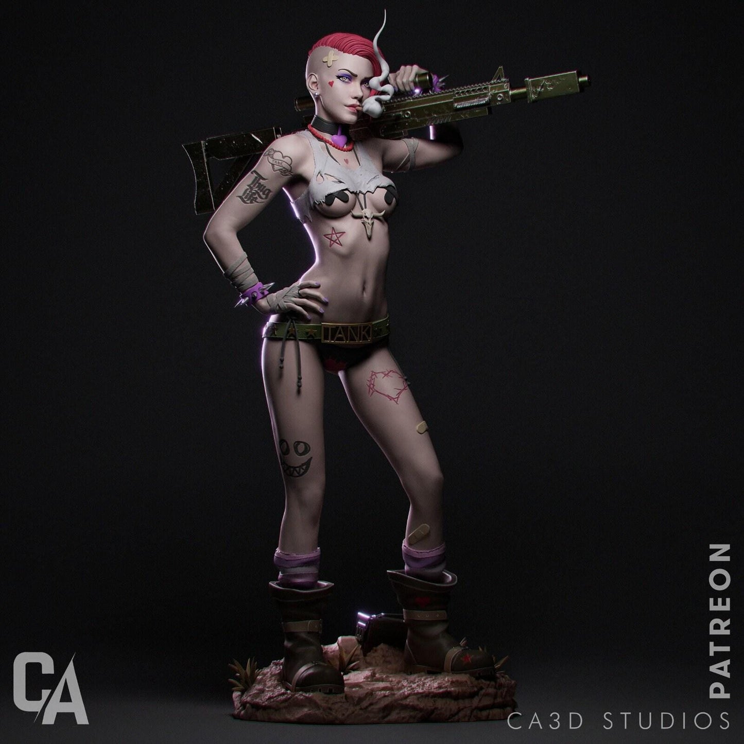 Tank Girl 3D Printed Collectible Figure - Hand Painted or Unpainted Kit for Fans & Collectors