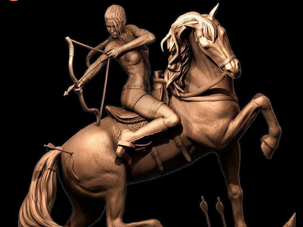 Lara Croft on Horse 3D Print Statue: Epic Collectible Figure for Tomb Raider Fans!