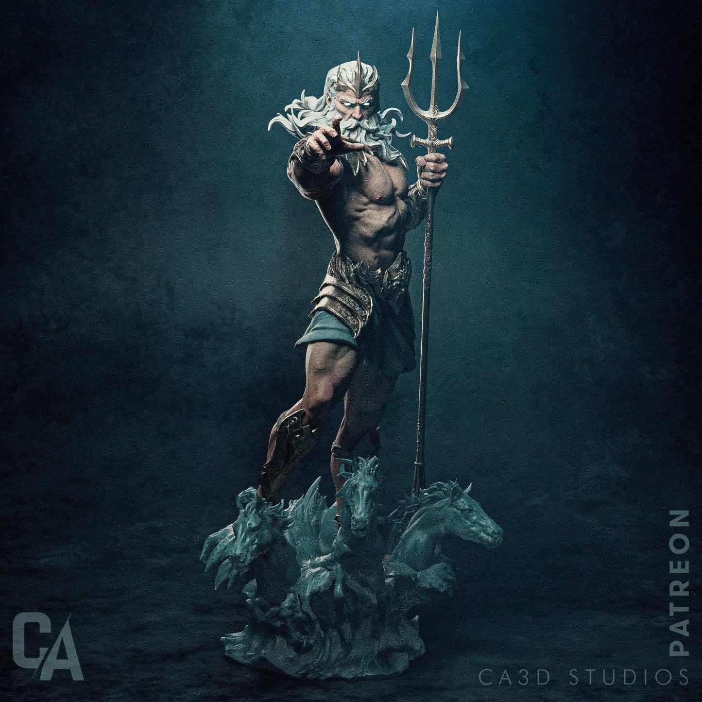 Poseidon 3D Printed Statue | Hand-Painted Greek God of the Sea Collectible Figure & Decor
