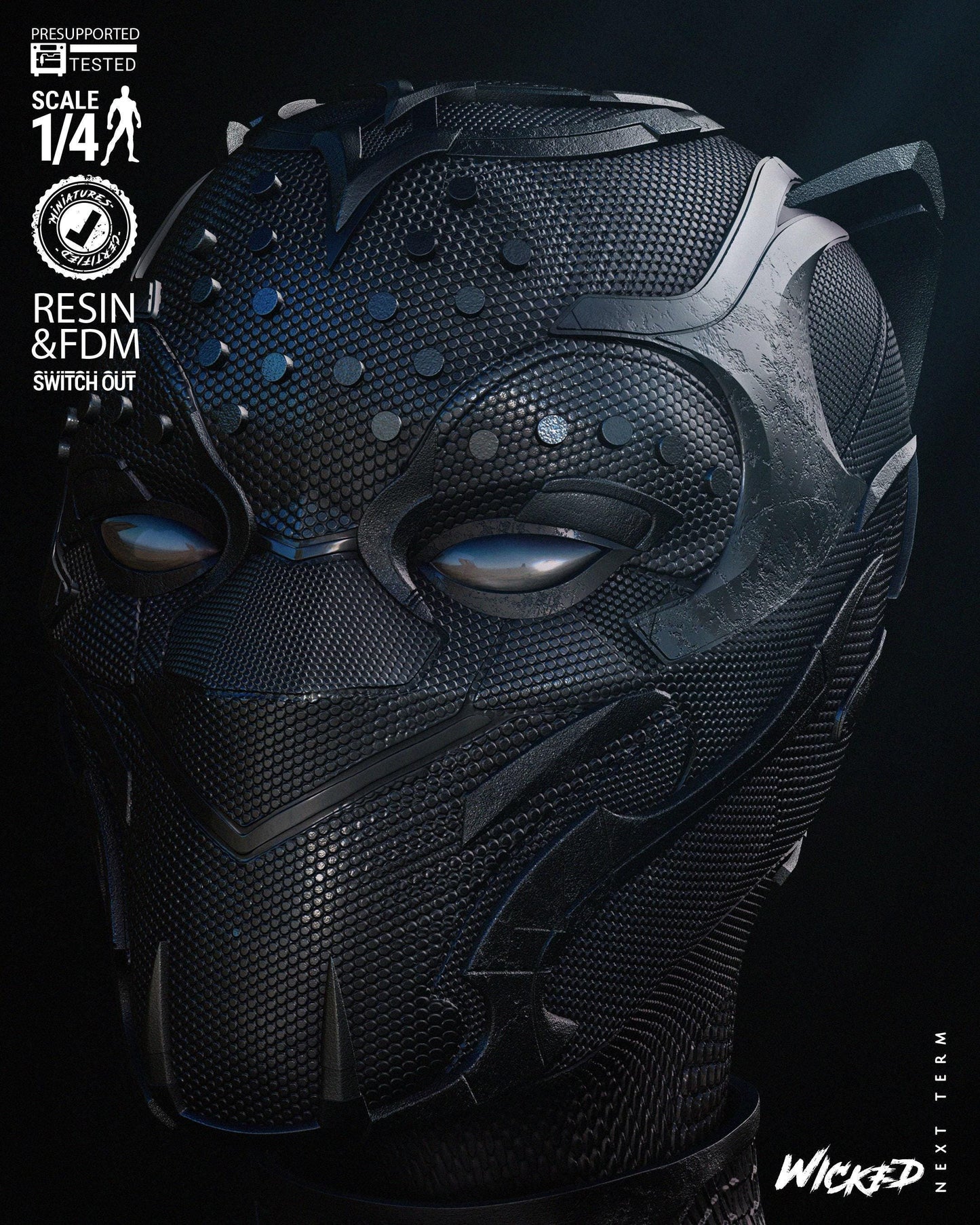 Black Panther Bust 3d print Collectible Miniature statue figure gift idea for man woman painter unpainted scale 1\10