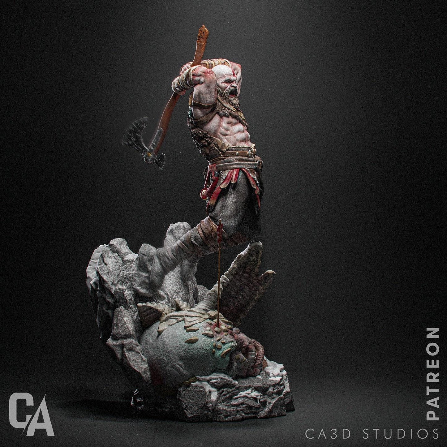 Unleash the God of War: Kratos 3D-Printed Collectible Figure – Masterpiece Gaming Statue