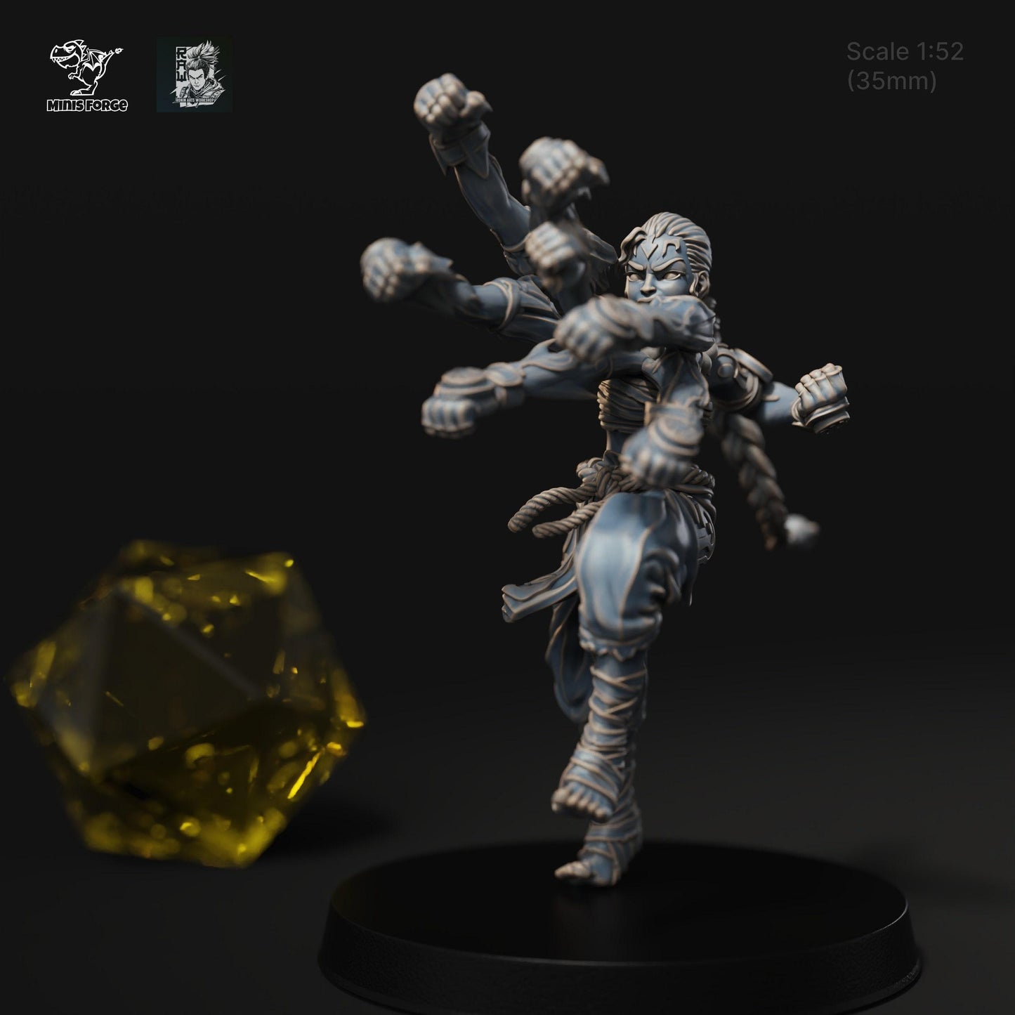 Karoku Fighting Monk, Dnd miniatures, Tabletop miniatures, 3d printed miniatures, Pathfinder, Dnd, dungeons and dragons, 35 mm, warrior monk