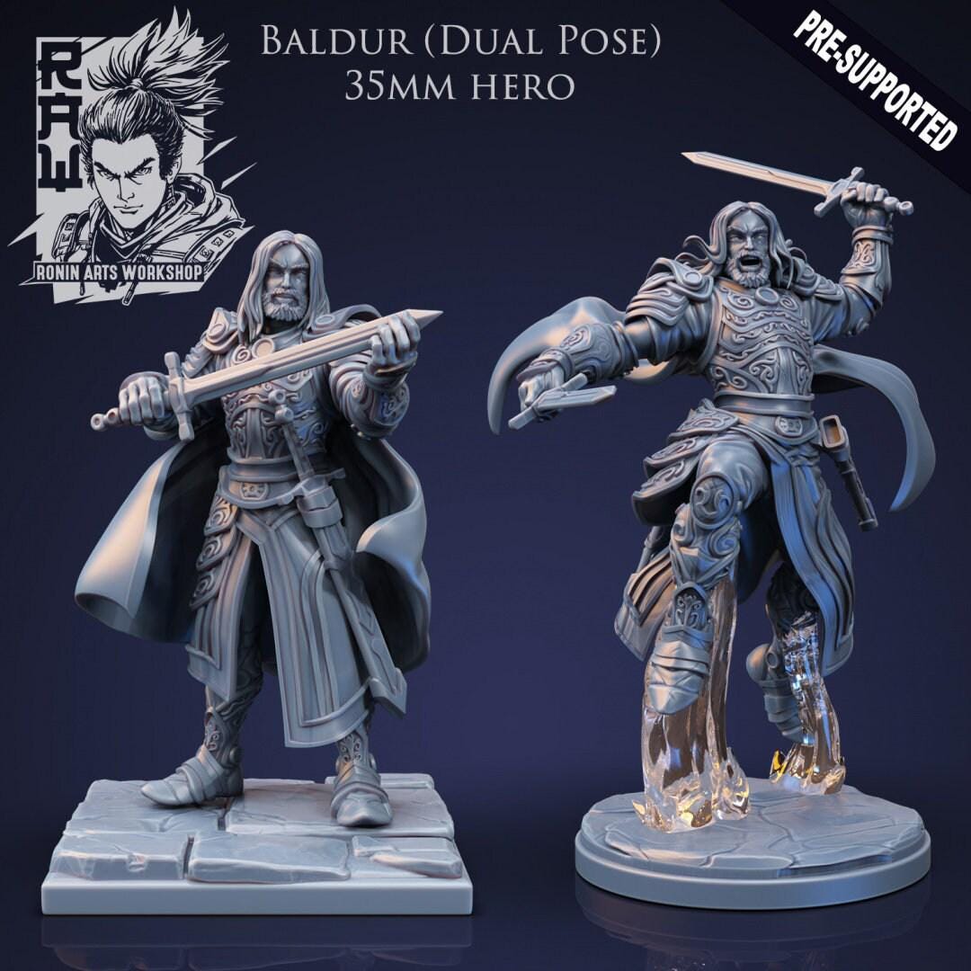 Baldur Warrior - Unpainted 35mm Miniature - Heroic Fighter Figure