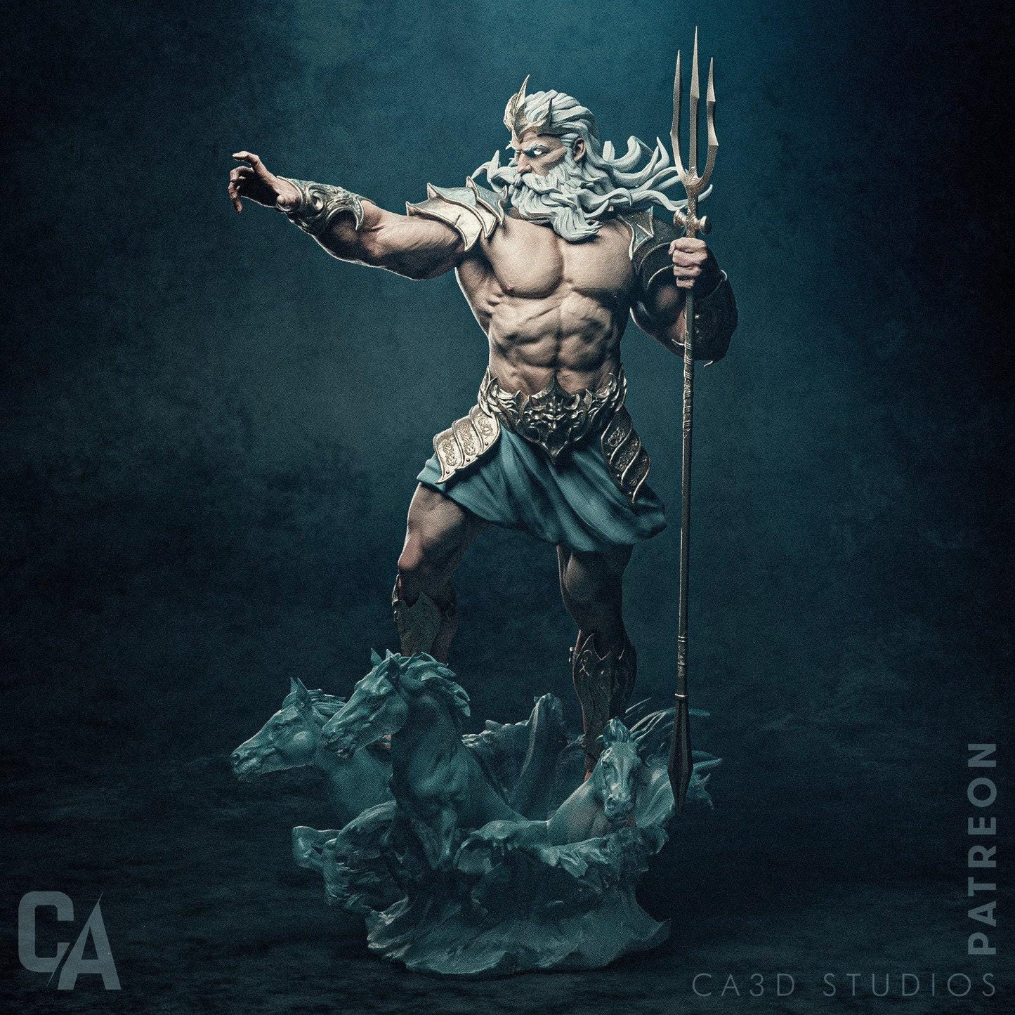 Poseidon 3D Printed Statue | Hand-Painted Greek God of the Sea Collectible Figure & Decor