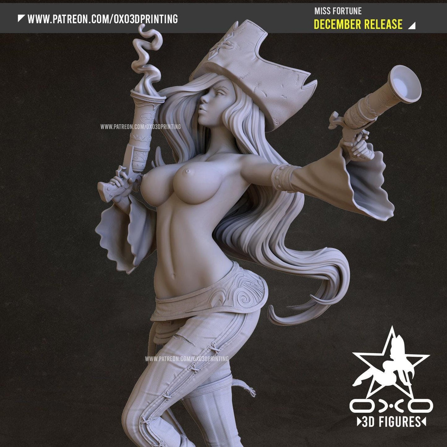 Fortune's Embrace: Miss Fortune 3D Printed Resin Statue – LoL Collectible (NSFW)