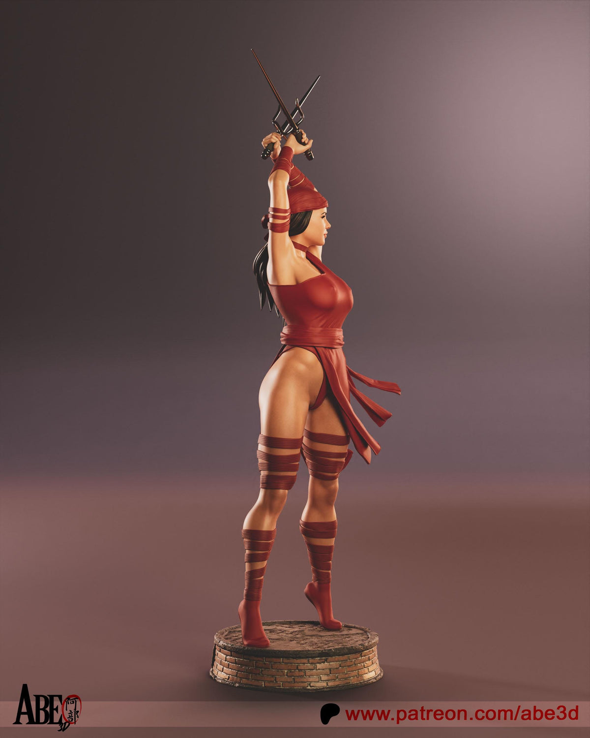 Dynamic Elektra 3D Print Collectible Miniature Statue: Premium Marvel Comics Figure with