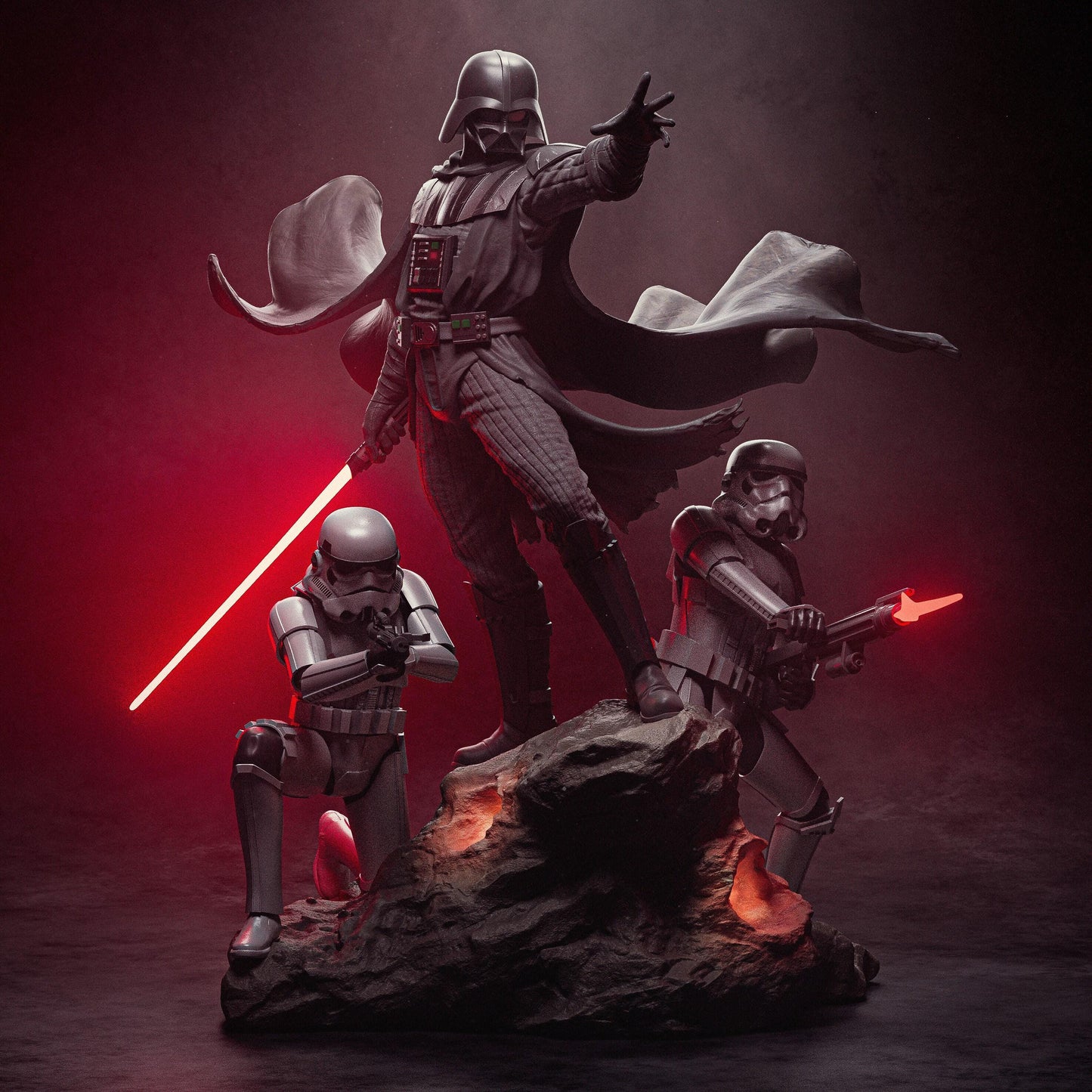 Epic Darth Vader & Stormtroopers 3D Printed Diorama: Iconic Star Wars Scene Resin Collectible Fan Art