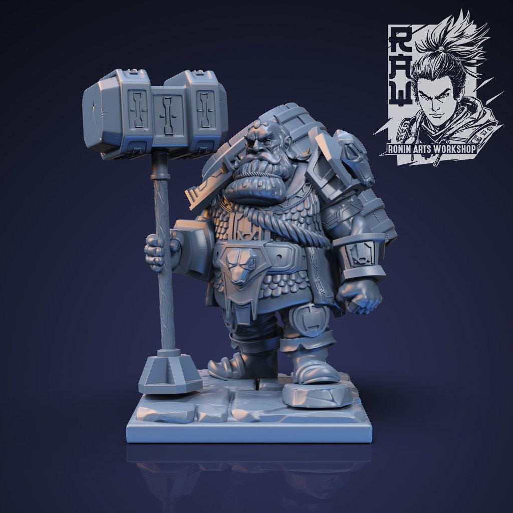 Grimdur The Dwarf Cleric - Unpainted 35mm Miniature - Warhammer Priest
