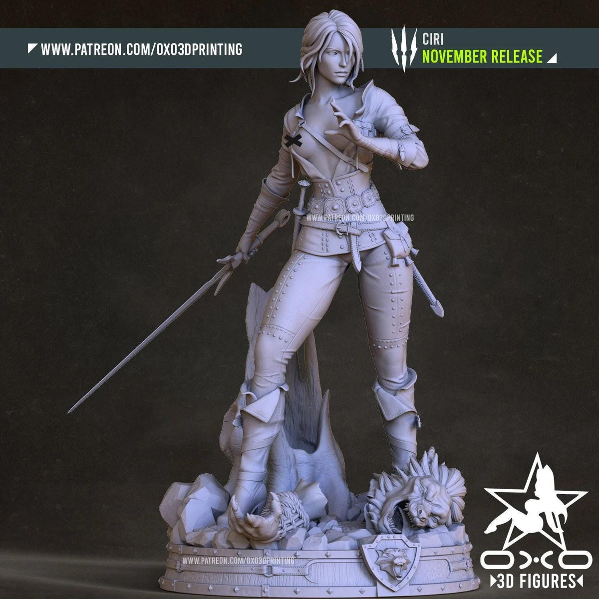Ciri Witcher NSFW 3D Printed Statue – Mature Ashen-Haired Warrior Resin Collectible, Made to Order for Adult Collectors