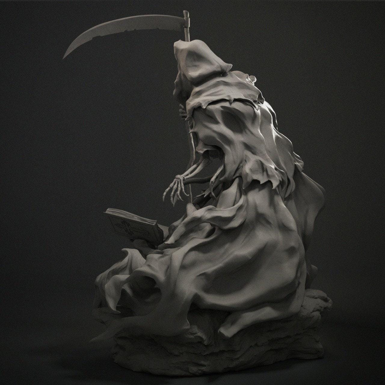 Grim Reaper Collectible Statue 3D Printed Resin Figure | Hand Painted or Unpainted Fantasy Horror Decor
