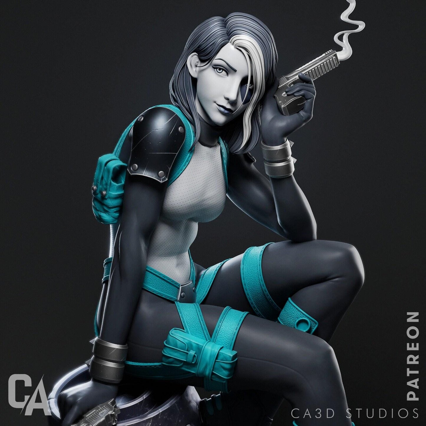 Domino Hero 3D Printed Statue: Dynamic Comic Book Collectible