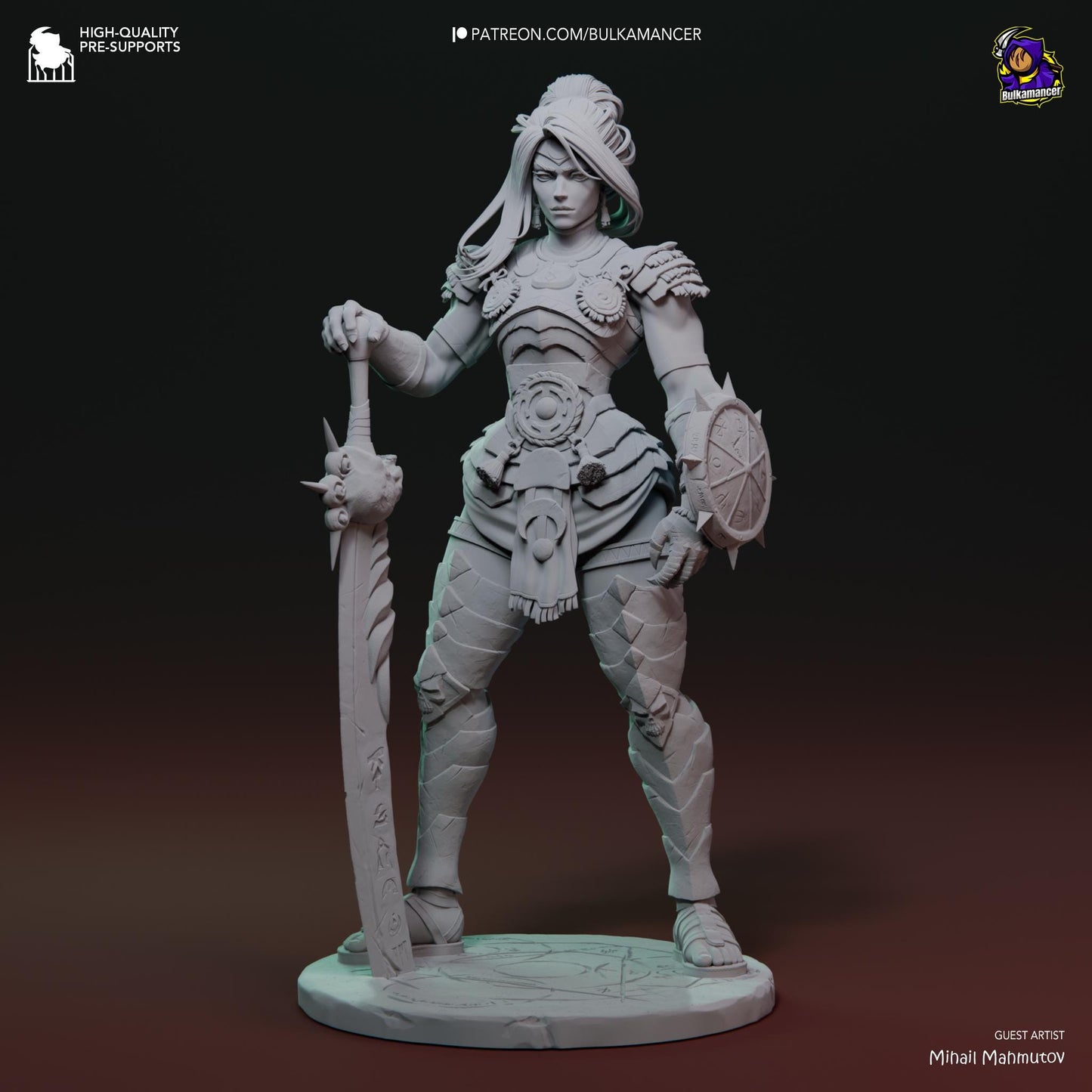 a statue of a woman with a sword and shield