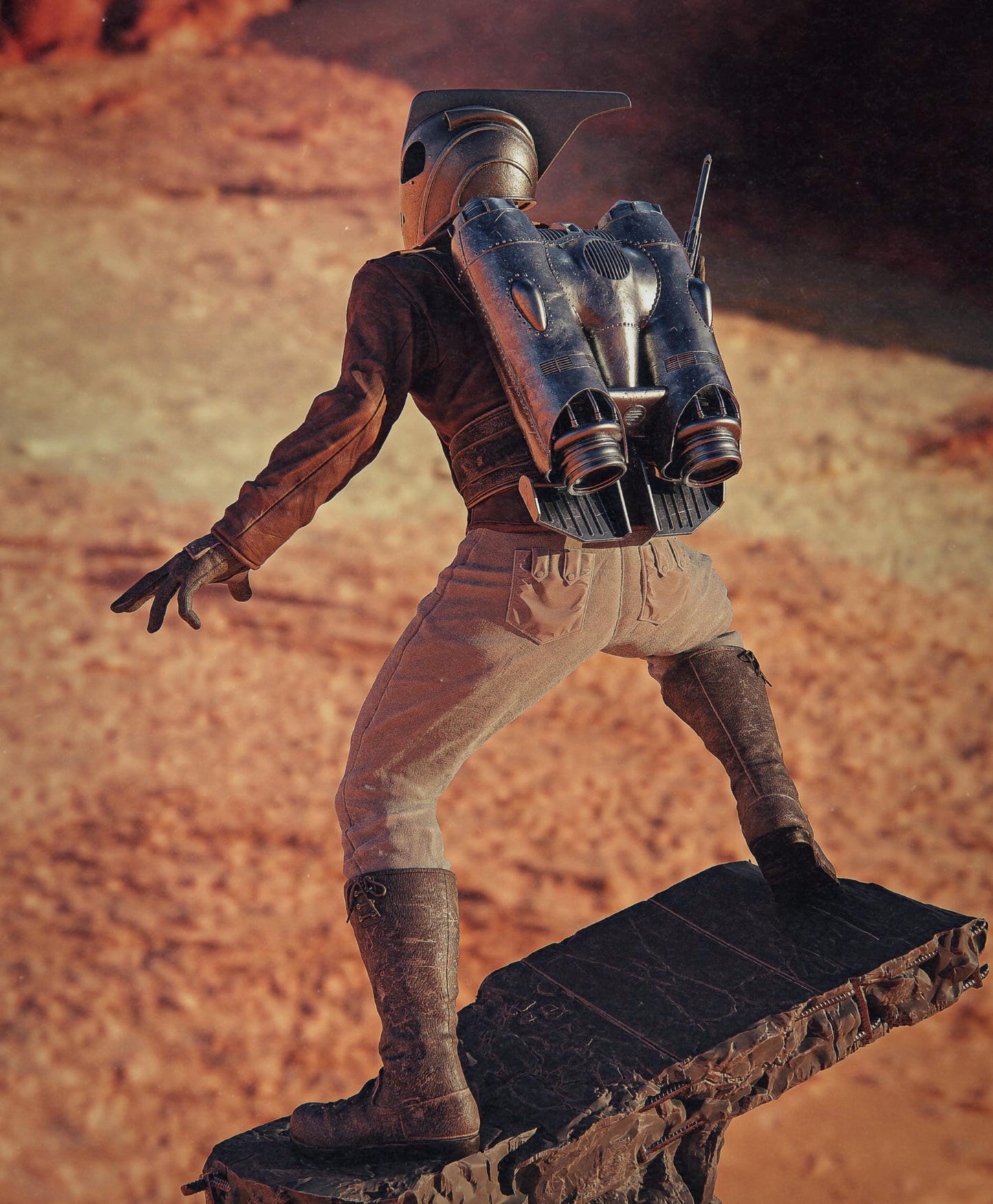 The Rocketeer Collectible Statue Hand-Painted 3D Resin Figure - Ready-to-Display Retro Hero, Pulp Adventure Art