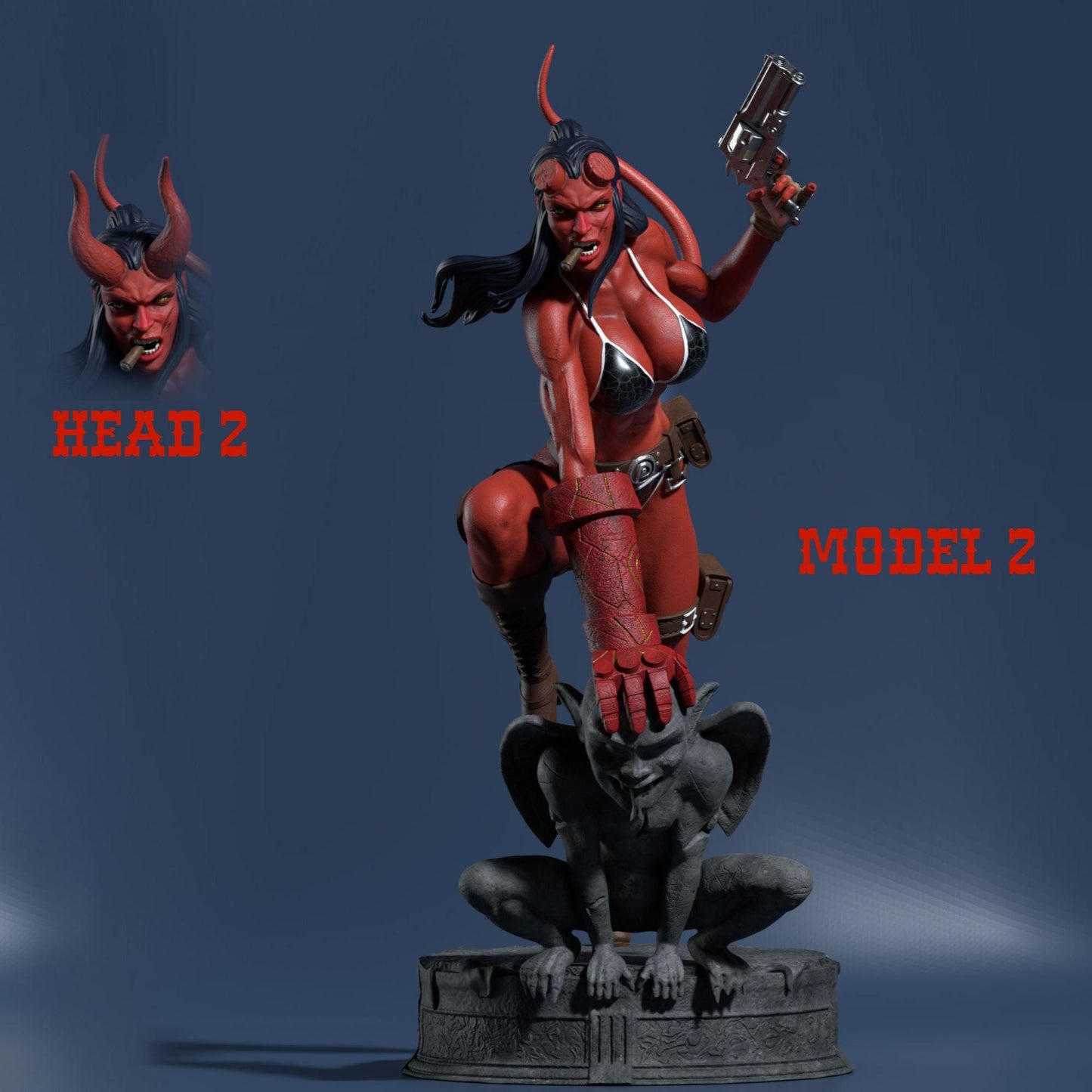 Hellboy-Inspired Demon Girl Resin Statue - Hand-Painted Marvel-esque Collectible