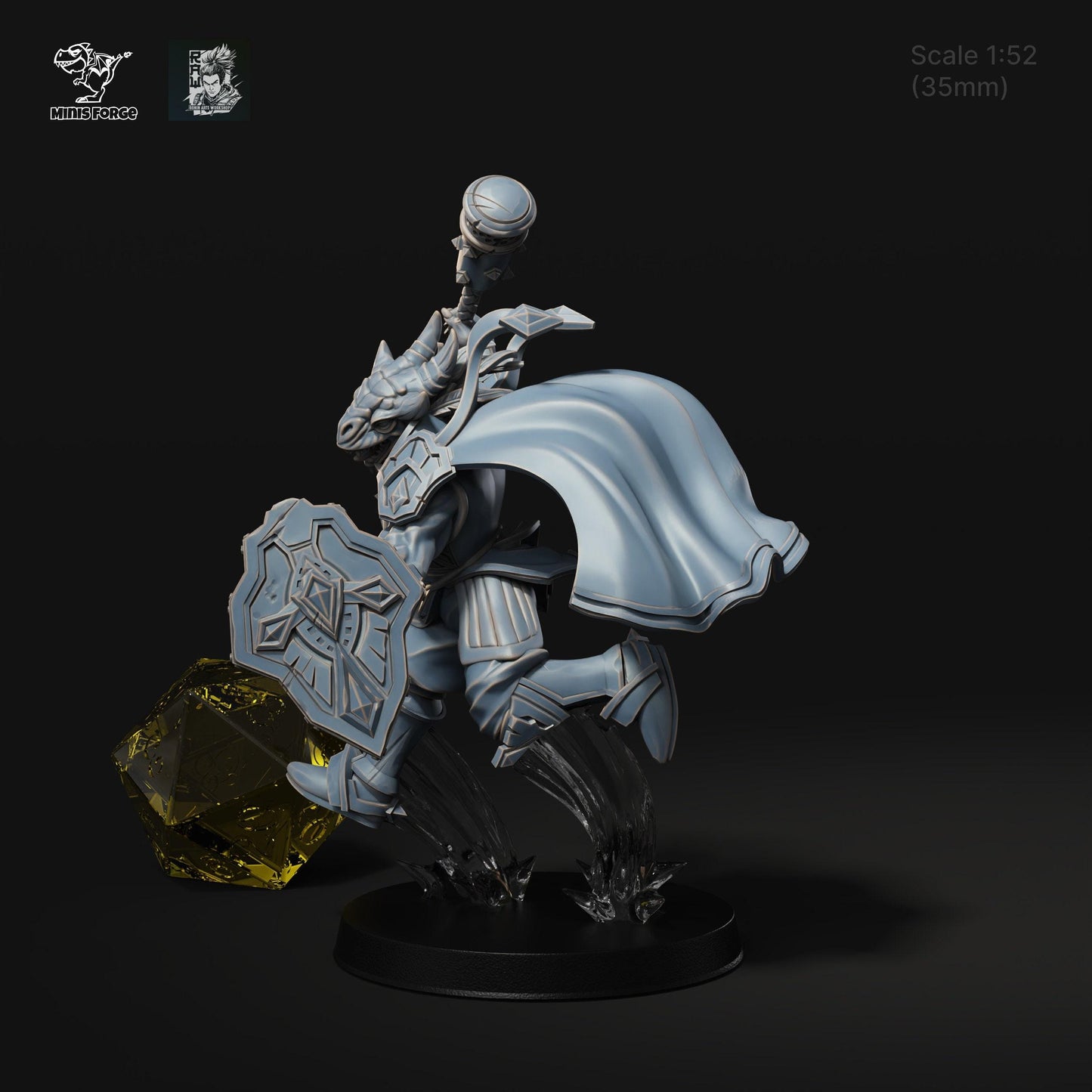 Korgon Dragonkin Paladin: Embark on Heroic Adventures with a 3D-Printed Miniature for DnD, Pathfinder, Warsurge, and Tabletop Battles, 35mm
