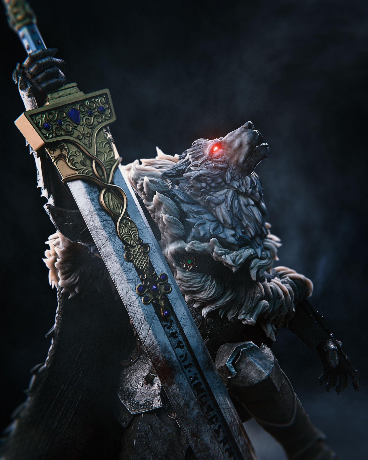 Blaidd Collectible Statue Hand-Painted 3D Resin Figure - Ready-to-Display Wolf Knight, Elden Ring Memorabilia, Shadow of the Erdtree Art