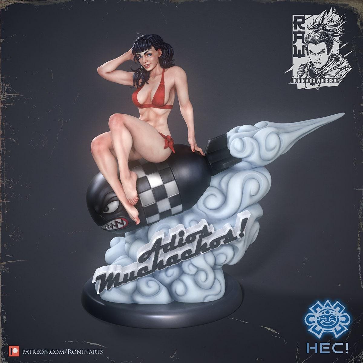 Adios Muchachos 3D Printed Statue - Unique Pinup Collectible Figure with NSFW Option