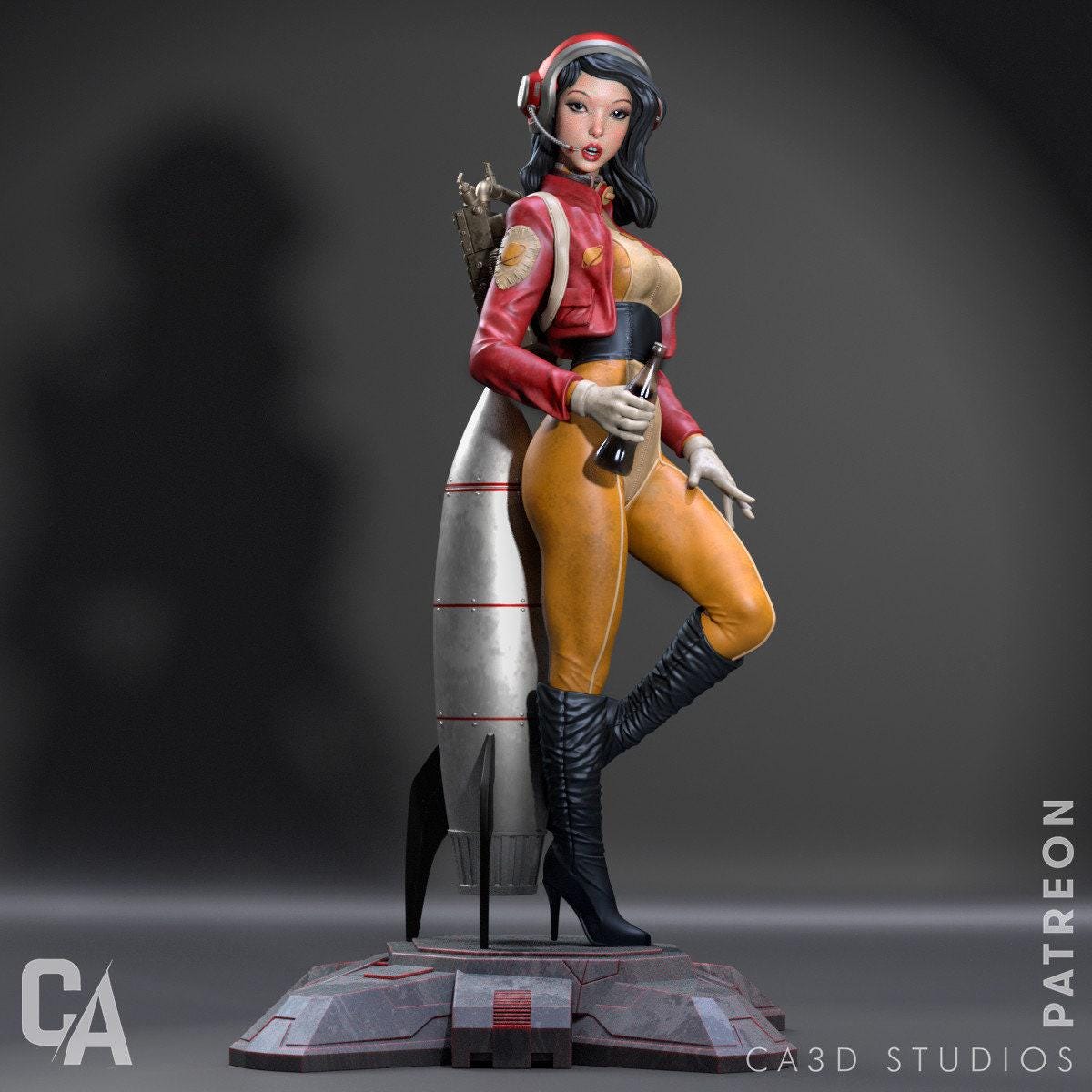 3D Print Retro Astronaut Statue - Pin Up Space Collectible Miniature, painted Figure - Unique Gift Idea