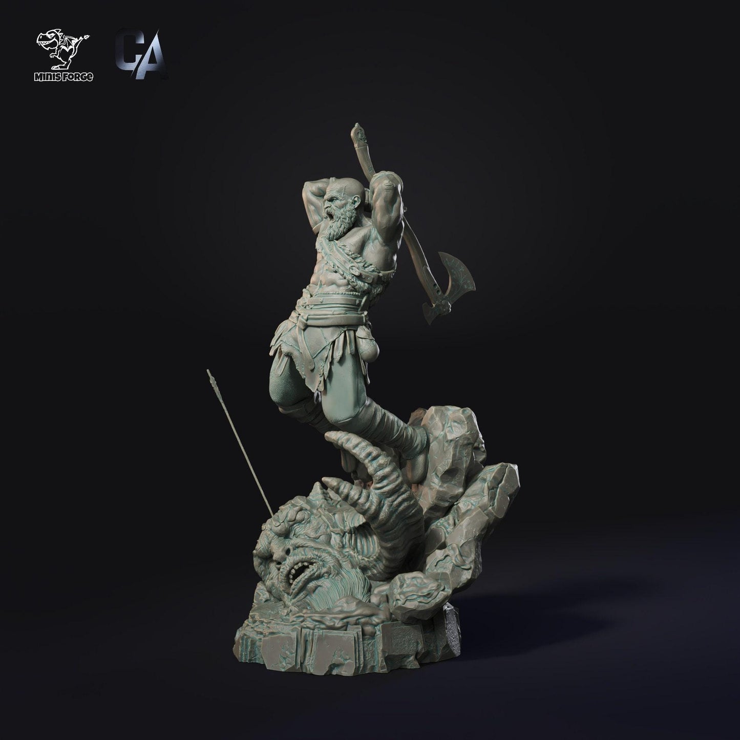 Unleash the God of War: Kratos 3D-Printed Collectible Figure – Masterpiece Gaming Statue
