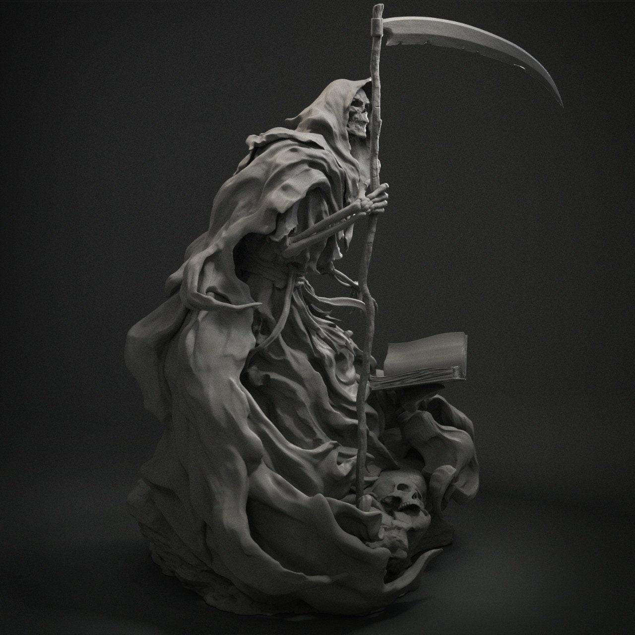 Grim Reaper Collectible Statue 3D Printed Resin Figure | Hand Painted or Unpainted Fantasy Horror Decor