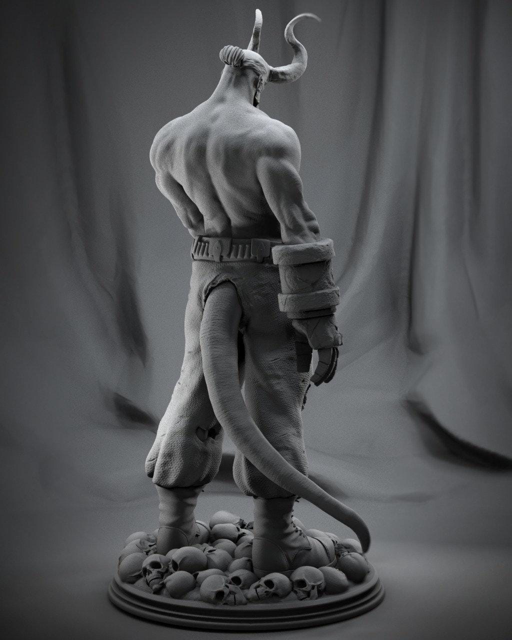 Unleash Big Red: Hellboy 3D Printed Collectible Statue - Hand-Painted Comic Hero Figure