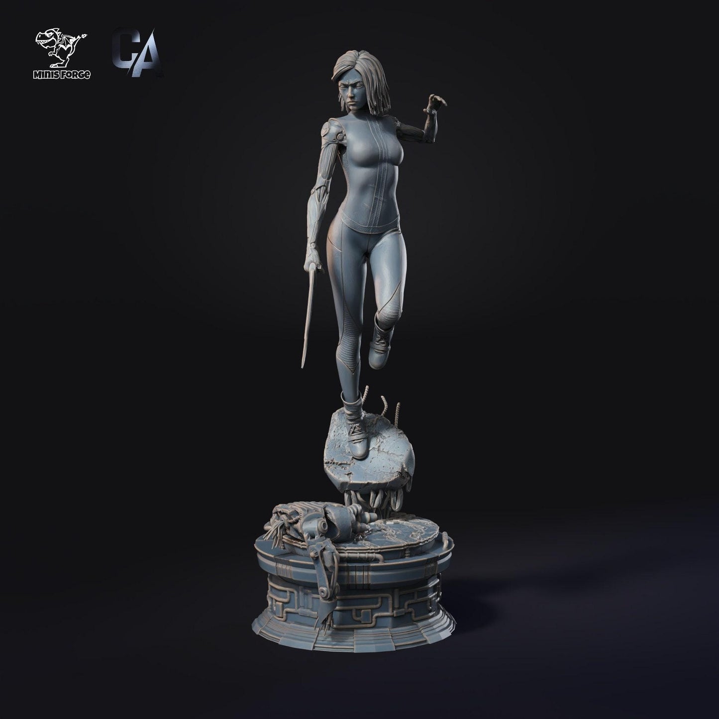 Battle Angel Alita: Dynamic Fanart 3D-Printed Collectible Figure - Cyberpunk