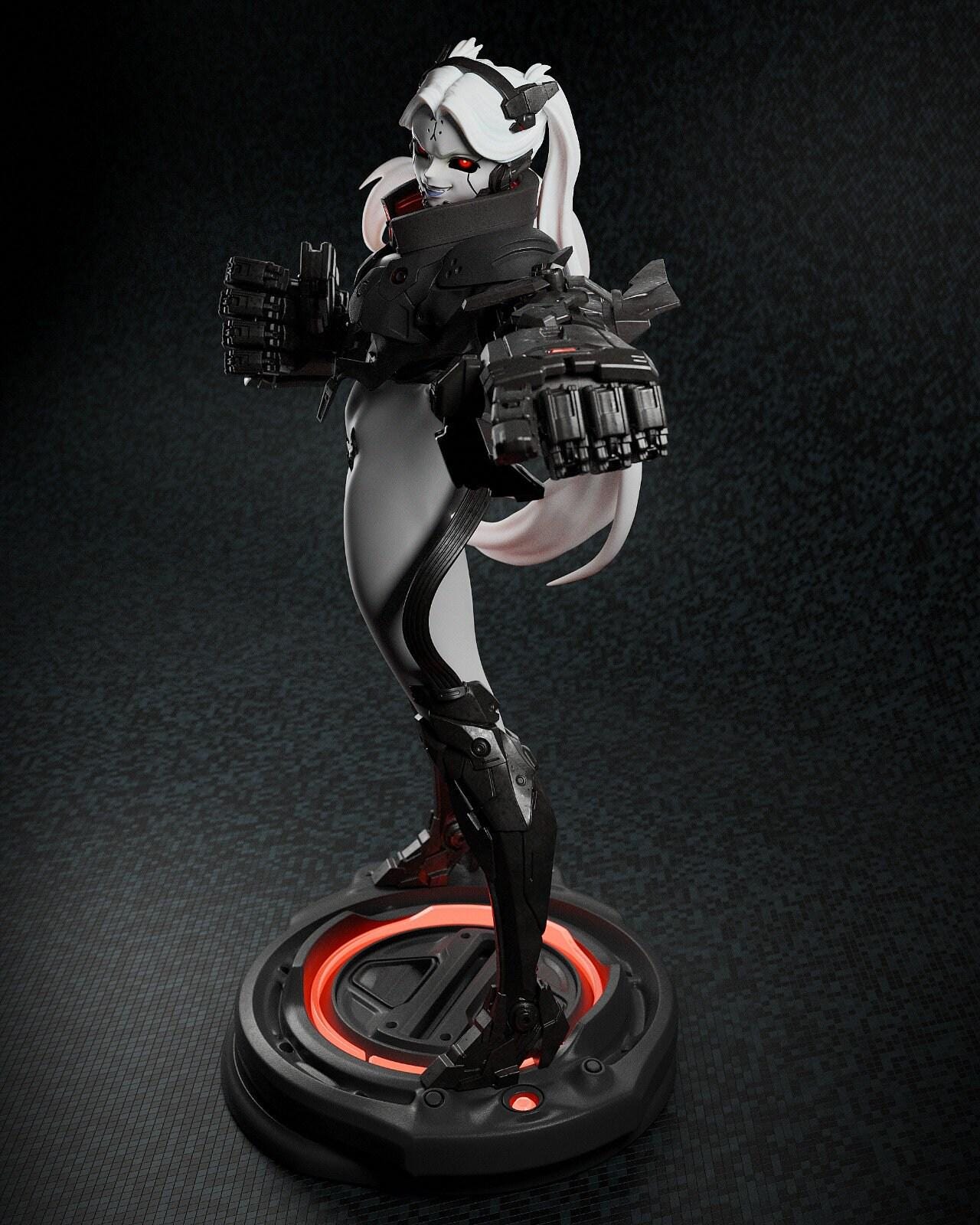 Explosive Rebecca Smasher 3D Printed Statue: Iconic Cyberpunk Edgerunners Anime Fan Art Collectible
