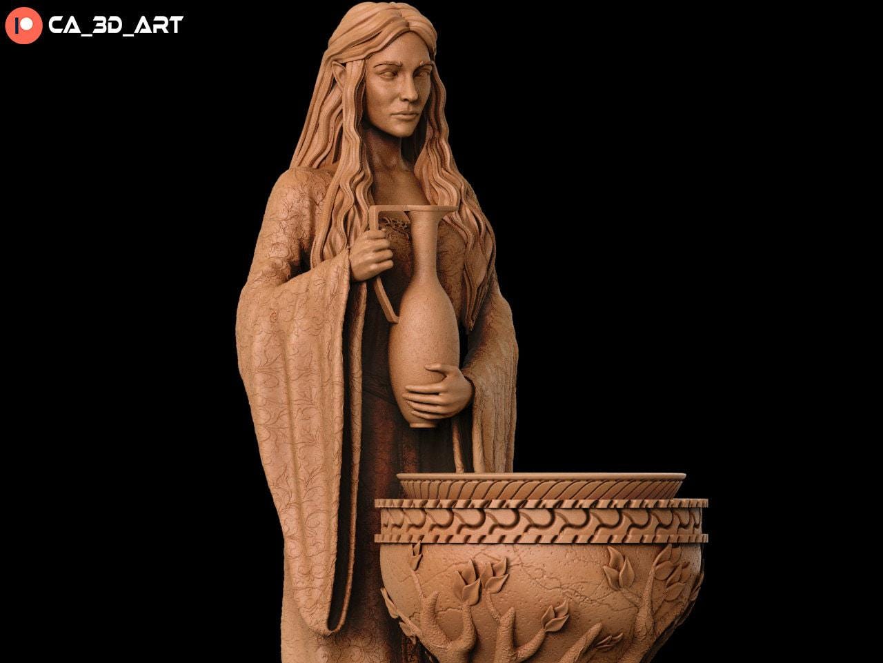 Galadriel: Elegant 3D Print Statue - NSFW Lord of the Rings Collectible