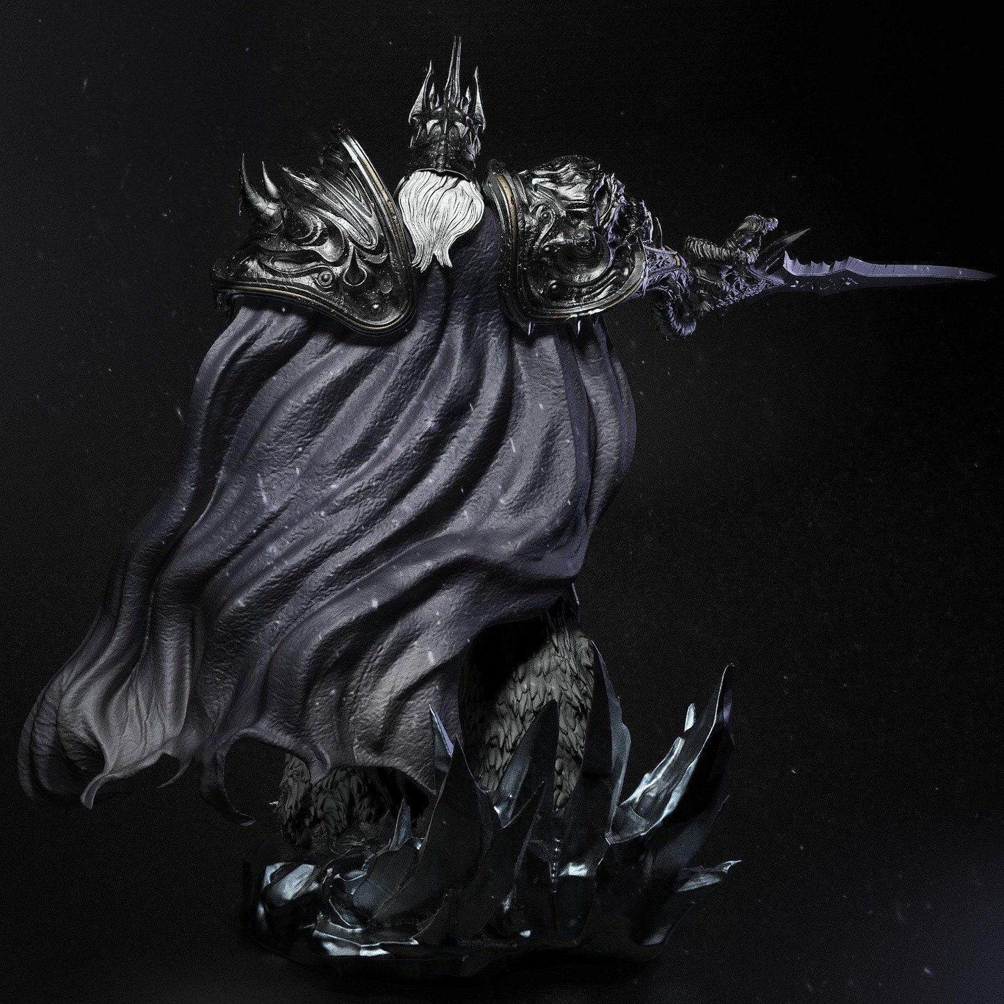 Epic Lich King 3D Printed Statue: World of Warcraft Collectible - Detailed Arthas Menethil Figure with Frostmourne