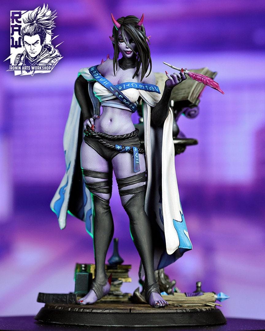 Pinup Violet Fantasy Collectible Resin Figure | Hand Painted or Unpainted Model Kit | Optional NSFW Version Available