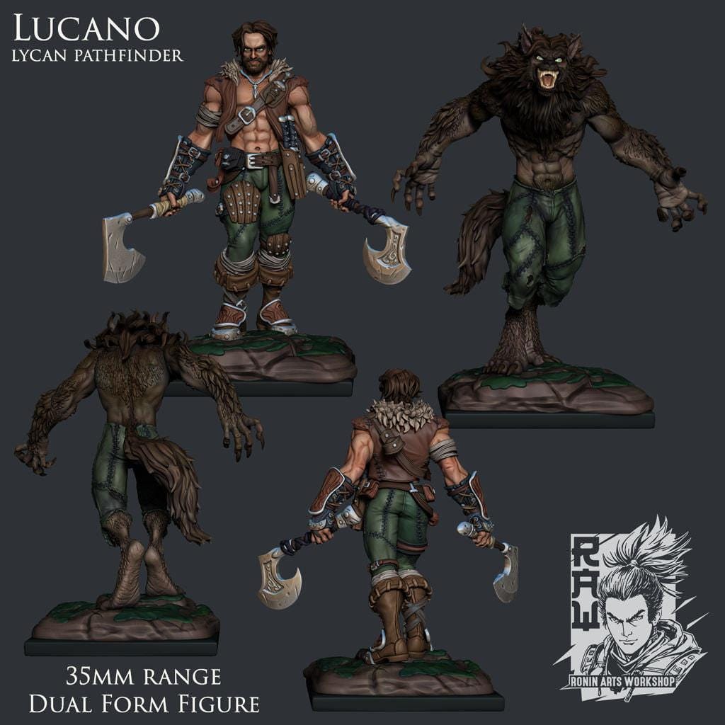 Lucano the Werewolf - Unpainted 35mm Miniature - Lycanthrope Horror Figure